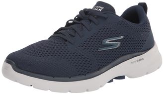 Skechers Womens GO Walk 6 Bold Vision Road Running Shoe, Navy Textile/White Trim, 4.5 UK