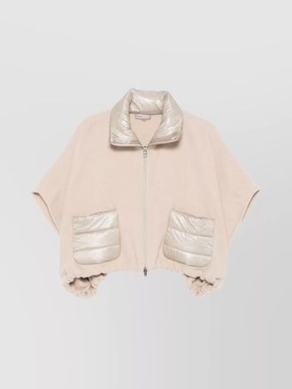 Herno drawstring high neck short sleeves jacket