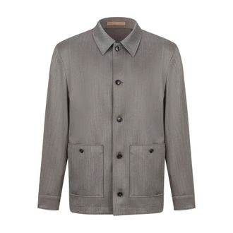 HUGO BOSS Light Jackets, male, Green, Size: L Relaxed-Fit Overshirt