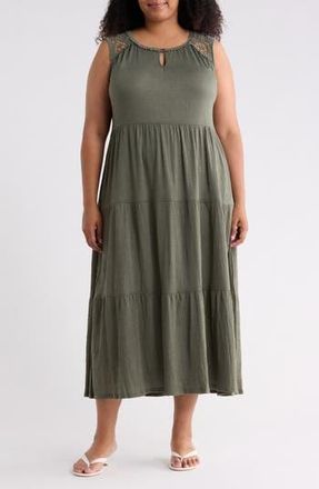 Max Studio Keyhole Sleeveless Maxi Dress in Army at Nordstrom Rack, Size 3 X