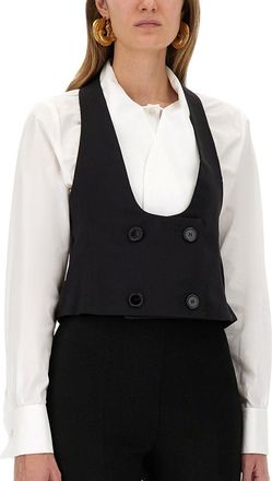 Nina Ricci Open Back Cotton Blend Vest - Black