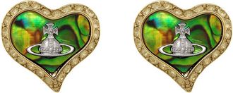 Vivienne Westwood Petra Heart Crystal-embellished Stud Earrings - Green - One Size