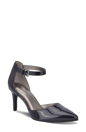 Bandolino Ginata Pointed Toe Ankle Strap Pump in Navy Patent at Nordstrom, Size 9.5