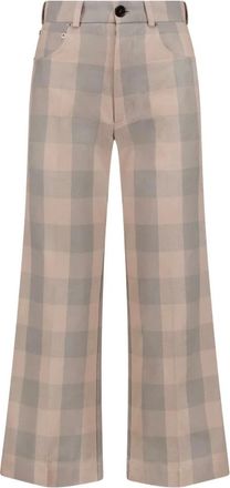 J.W.Anderson Geruite cropped broek - Dames - Vrijetijds broeken - Grijs - XS - Katoen - Broeken