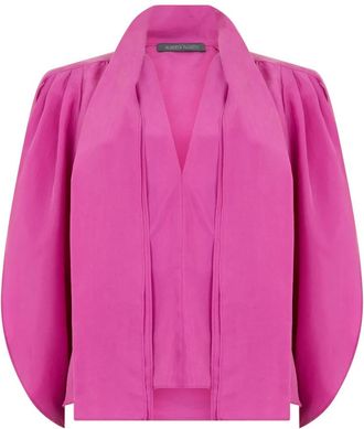 Alberta Ferretti Blouse met Strik - Dames - Blouses - Roze - S - Overhemden