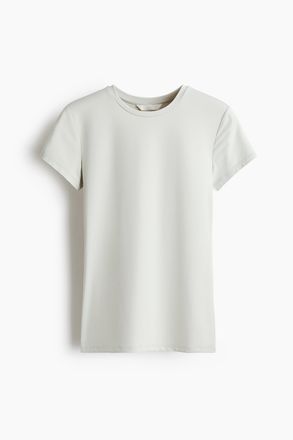 H&M Figurnahes T-Shirt aus Mikrofaser - Hellgrau