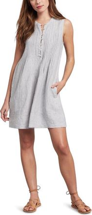 Faherty Isha Linen Swing Dress in Blue Mini Stripe at Nordstrom Rack, Size Xx-Large