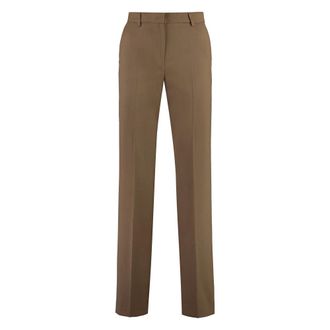 Pantaloni Torino Straight Trousers, female, Brown, XS, Ambra Wool Blend Trousers