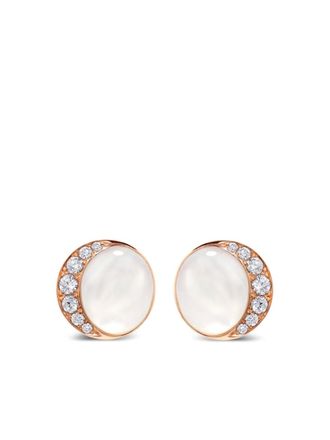 David Morris 18kt roségouden Fortuna ronde oorbellen verfraaid met diamant - Roze