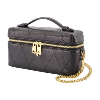Tory Burch Quilted Calfskin Vanity Case - Black