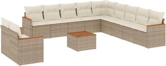 vidaXL Set De Sof&aacute;s De Jard&iacute;n 12 Pzas Y Cojines Rat&aacute;n Sint&eacute;tico Marr&oacute;n Vidaxl