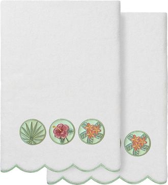 Linum Home Textiles 100% Turkish Cotton Maui Scallop 2Pc Embellished Bath Towel Set