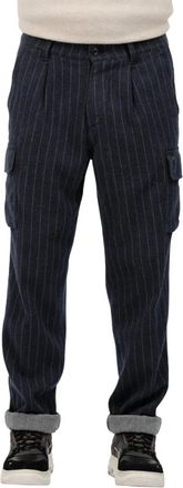 Mason's Gestreepte cargobroek - Heren - Straight fit broeken - Blauw - M - Broeken