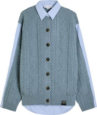 Stella McCartney Stella Mccartney Cardigan-effect Wool and Cotton-poplin Shirt - Blue - S (UK8-10 / S)