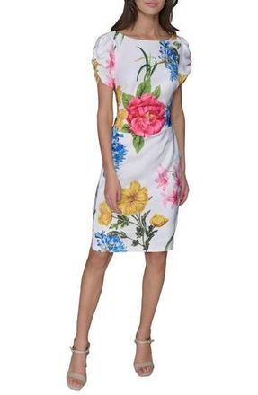 Karl Lagerfeld Printed Scuba Sheath Dress in Soft White Multi at Nordstrom Rack, Size 16