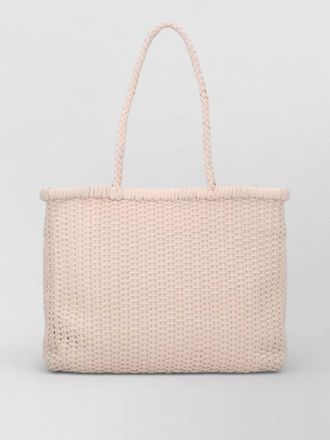 Dragon Diffusion woven tote bag featuring structured top handles