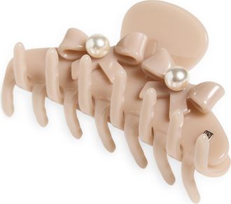 Alexandre de Paris Faux Pearl Claw Clip in Rose at Nordstrom
