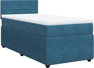vidaXL Cama Box Spring Con Colch&oacute;n Terciopelo Azul Oscuro 80x200 Cm Vidaxl