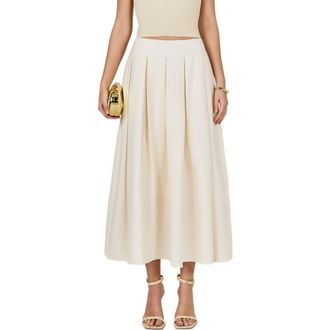 endless rose Pleated Midi Skirt in Ivory at Nordstrom, Size Large