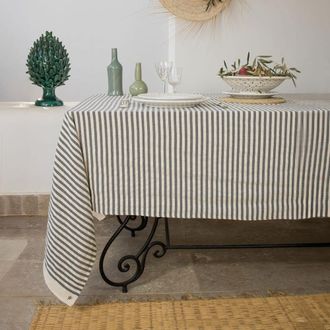 Febronie Mantel algod&oacute;n azul denim 180x350