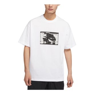 Nike Mens Nike Alphabet Logo Pattern Printing Round Neck Pullover Short Sleeve White T-Shirt DR5758-100