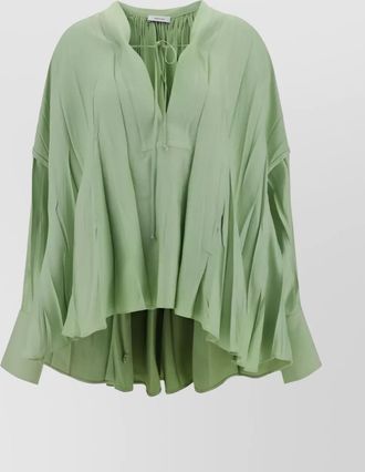 Ferragamo pleated caftan shirt v-neck