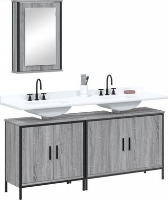 vidaXL Vidaxl - Set De Muebles De Ba&ntilde;o 3 Pzas Madera Contrachapada Gris Sonoma