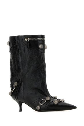 Balenciaga Womens Cag.wide Bootie L50 Blacksilver T Domesticated Lamb Le Stivali Boot