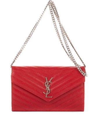 Saint Laurent 2010s chain-strap quilted shoulder bag - women - Grained Leather - One Size - Red