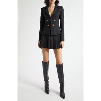 Alice & Olivia Mya Pleated Blazer Dress in Black at Nordstrom, Size 12