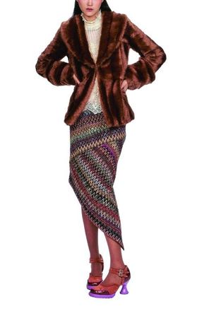 Anna Sui Faux Mink Swing Coat in Caramel at Nordstrom, Size Medium
