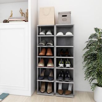 Berkfield Home Shoe Cabinets 2 pcs Concrete Grey 25x27x102 cm | Size: 25 x 27 x 102 cm