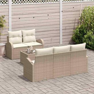 vidaXL Vidaxl - Conjunto De Sof&aacute; De Jard&iacute;n 6 Pcs Beige, Crema 55 X 55 X 37 Cm
