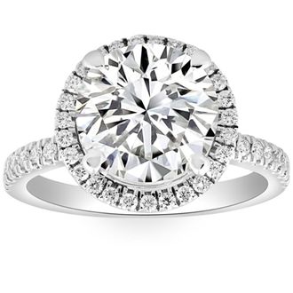 Pompeii3 4 1/2Ct Diamond Halo Lab Grown Engagement Ring White, Yellow or Rose Gold