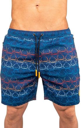 Maceoo Swim Lion Shark Wave Swim Trunks in Blue at Nordstrom, Size 2