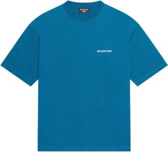 Balenciaga Logo T-Shirt Medium Fit Blue 612966TLVB99567