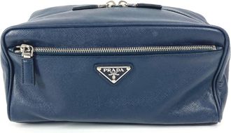 Prada Navy Leather Clutch Bag (Pre-Owned)