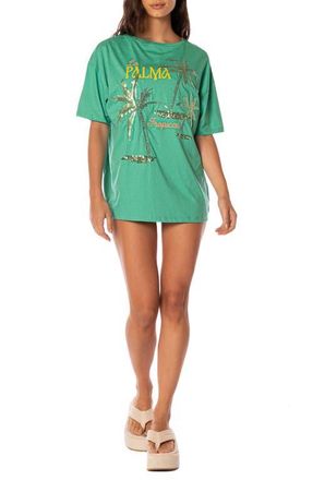 Maaji Tropical Green Azalea Cotton Cover-Up T-Shirt in Bright Green at Nordstrom, Size Medium