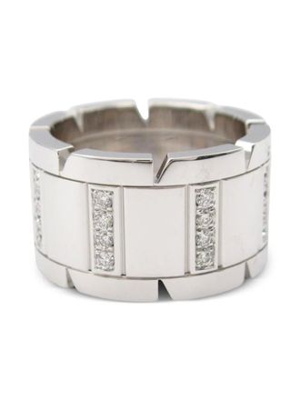 Cartier 2010s 18kt witgouden grote Tank Fran&ccedil;aise ring met diamant - Zilver