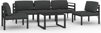 vidaXL Set Muebles De Jard&iacute;n 6 Pzas Y Cojines Aluminio Gris Antracita Vidaxl
