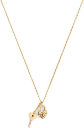 Coach Heart Padlock and key Necklace - Gold - One Size