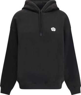 Kenzo Oversized Hoodie met Bloem Logo Patch - Dames - Hoodies - Zwart - M - Katoen - Hoodies & sweatvesten