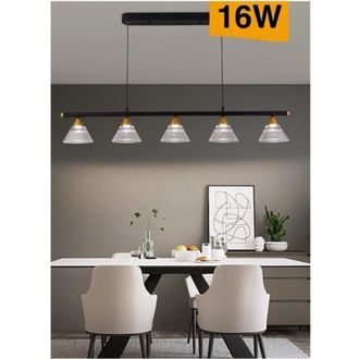 Trade Shop Trade Shop Traesio - Trade Shop - Lampadario Led a Sospensione 16watt Nero Con 5 Luci 3 Colorazioni Di Luce A69-3c