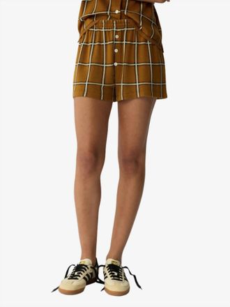 Guest In Residence Picnic Plaid Shorts In Suede Combo