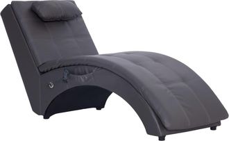 vidaXL Vidaxl - Div&aacute;n De Masaje Con Almohada De Cuero Sint&eacute;tico Gris