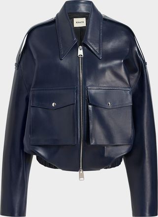 Khaite Owey Leather Bomber Jacket