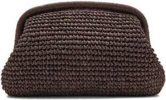 Mango Natural Fiber Frame Clutch in Chocolate at Nordstrom