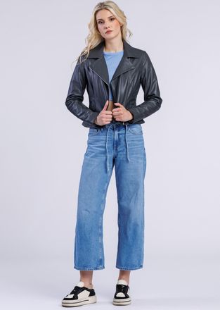 Freaky Nation Lederjacke FREAKY NATION Lederjacke-FN, Damen, Gr. M (38), dunkelgrau, Oberstoff: 100% Leder; Futter: 100% Baumwolle, normal, Jacken Lederjacke