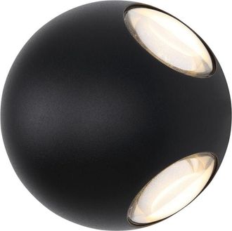 Globo Lighting Slice Aplique de pared moderno para exterior, negro mate, IP54, pantalla de cristal transparente, LED 3000K