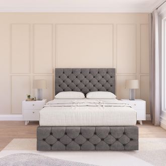 Sloomy Watson Naples Bed Set, No Drawers Mattress & 54 Headboard in Dark Grey | Size: Small Double